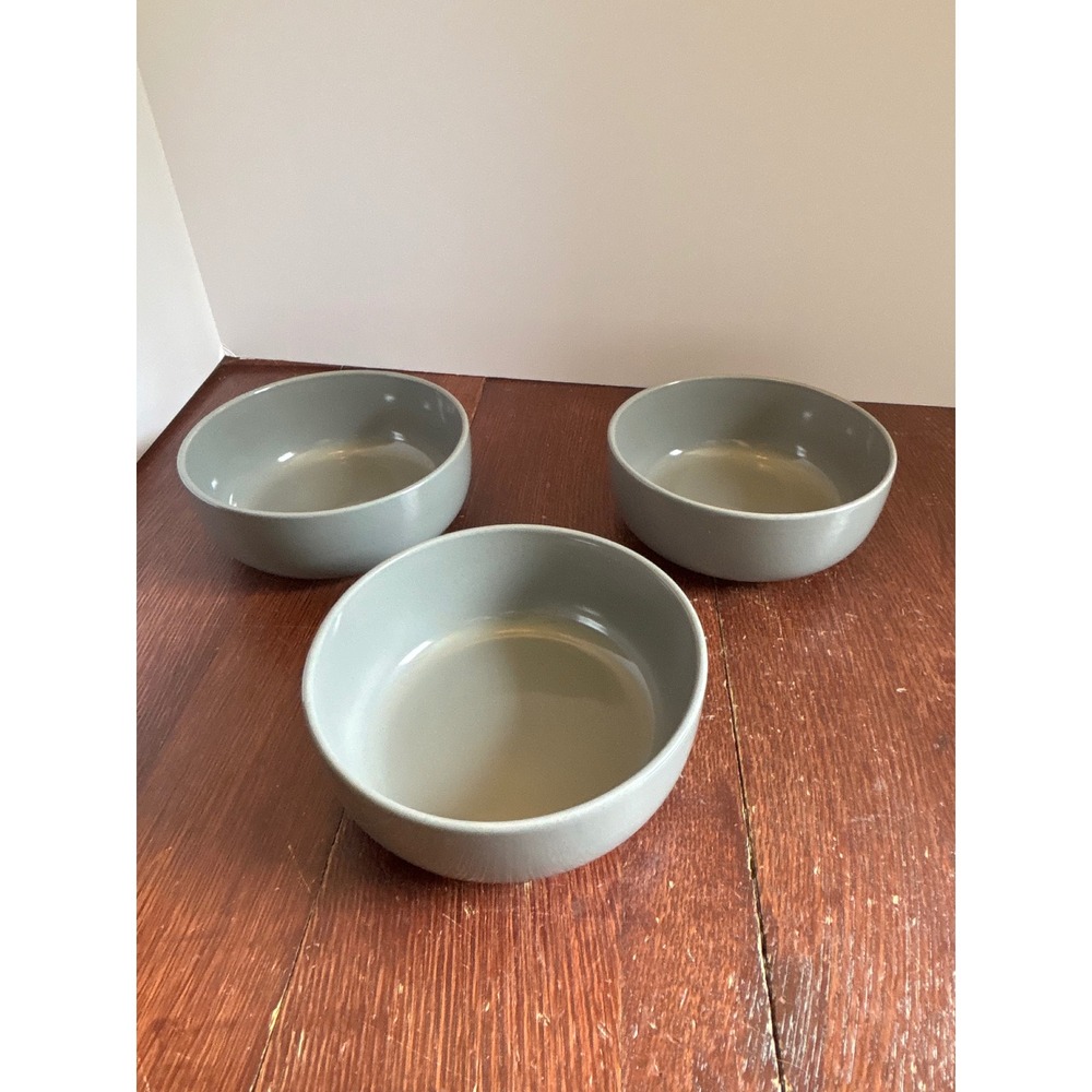 Famiware Matte Gray Ceramic Cereal Bowls Set of 3 Modern Stoneware 6 Inch